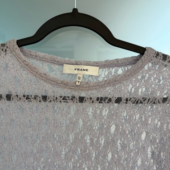 FRAME Light Purple Mesh Lace Long Sleeve Top - Picture 5 of 6
